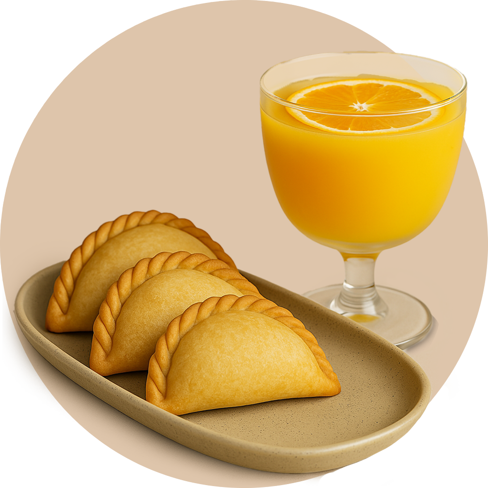 Orange juice and Empanadas